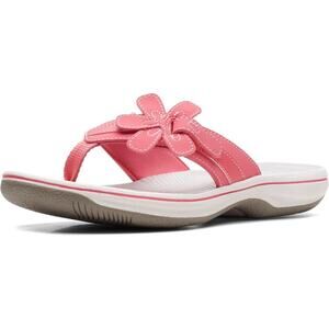 Clarks Women's Brinkley Flora Flip Flop Sandals, Bright Coral Synthetic Size 10M